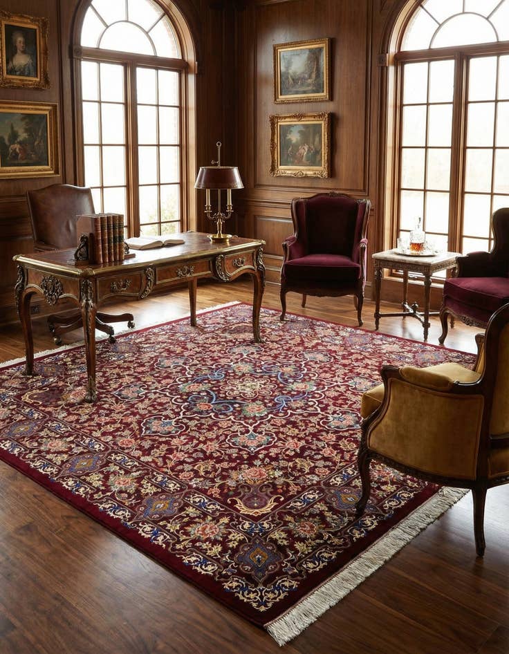 Detail image of 6' 7 x 6' 9 Ghom Silk Square Rug