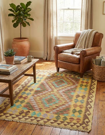 3' 3 x 5' Hand Woven Kilim Maymana Wool Rug