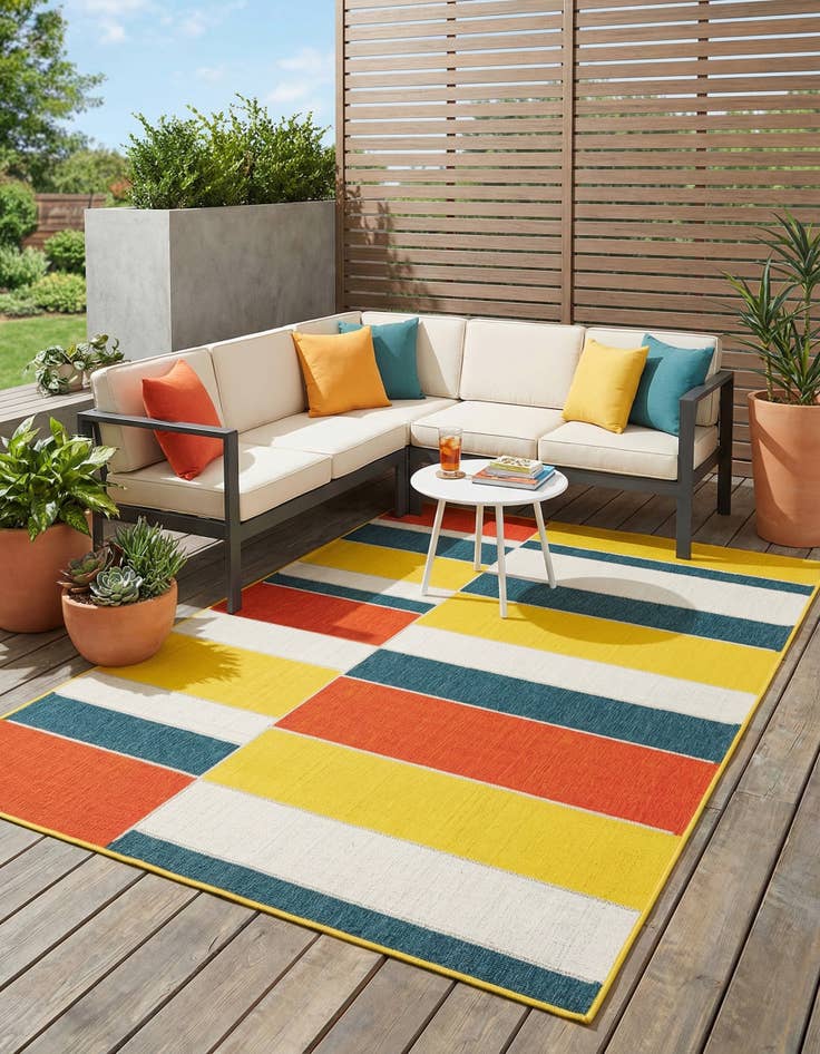 Detail image of 5' 3 x 7' 6  Washable Modern Indoor / Outdoor Rug