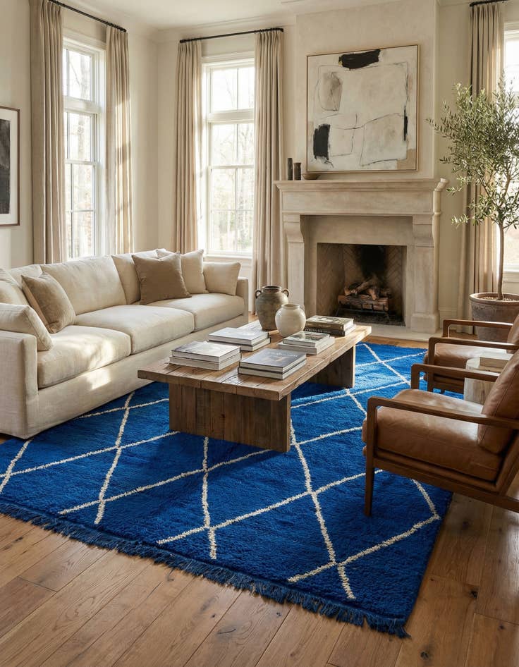 Detail image of 6' 8 x 9' 8  Hand Knotted Moroccan Wool Rug