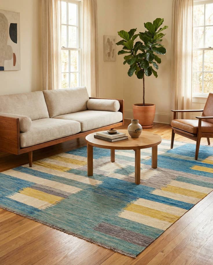 Detail image of 5' 8 x 7' 9 Hand Woven Kilim Modern Wool Rug