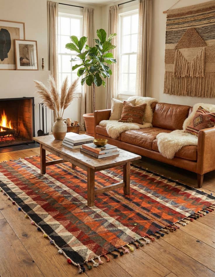 Detail image of 4' 8 x 6' Jajim Rug