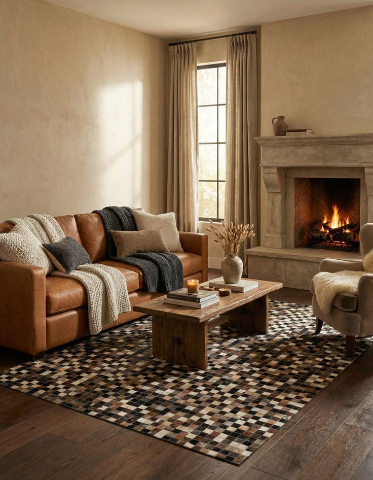 Detail image of  5' x 8' Cowhide Leather Rug