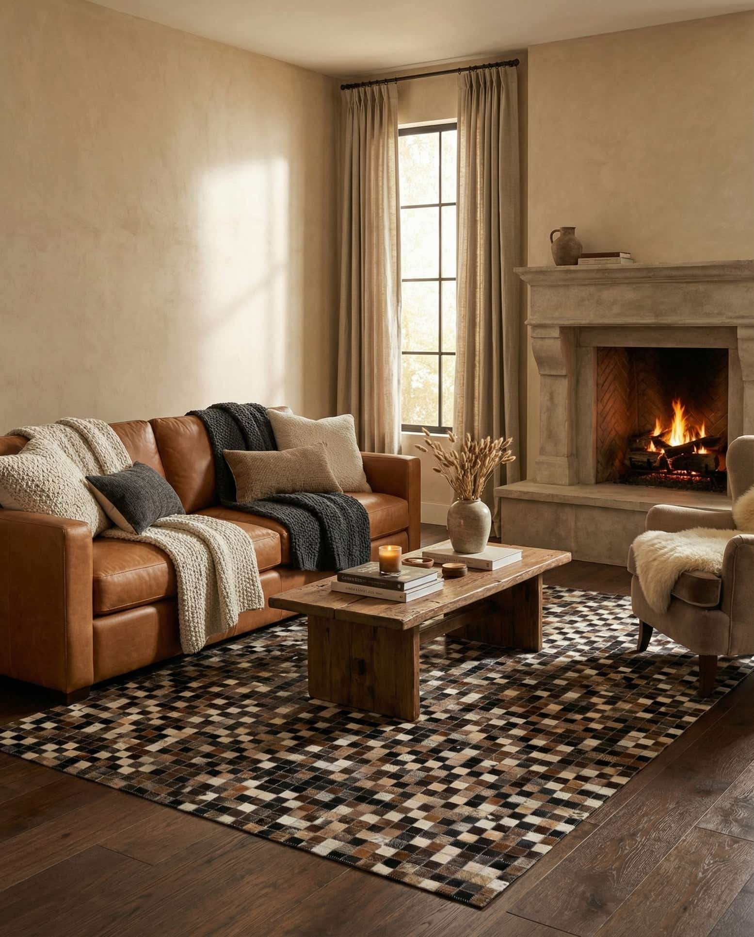 5' x 8' Cowhide Leather Rug