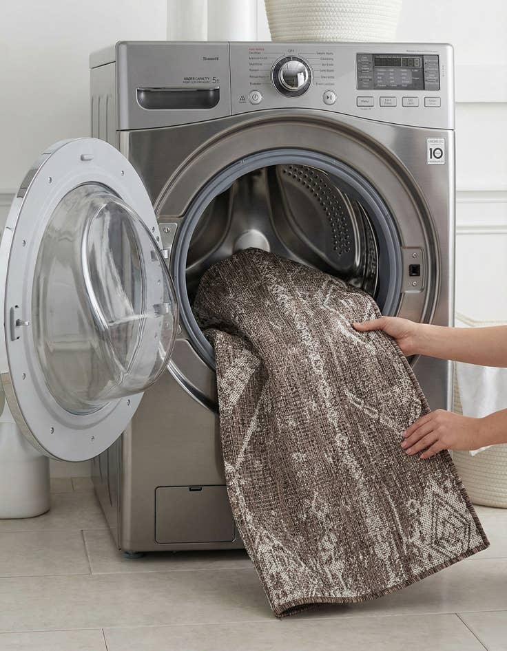 Detail image of 2' x 5' 3  Washable Bohemian Indoor / Outdoor Runner Rug