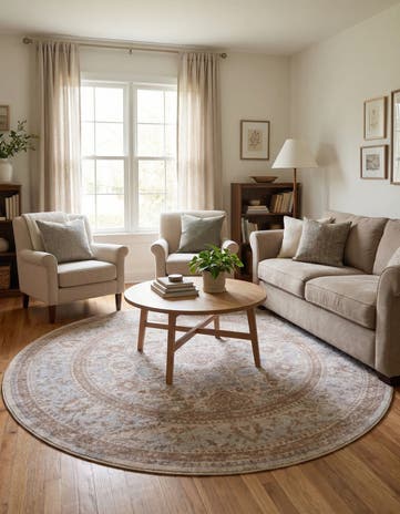 Cream Estate Round Rug