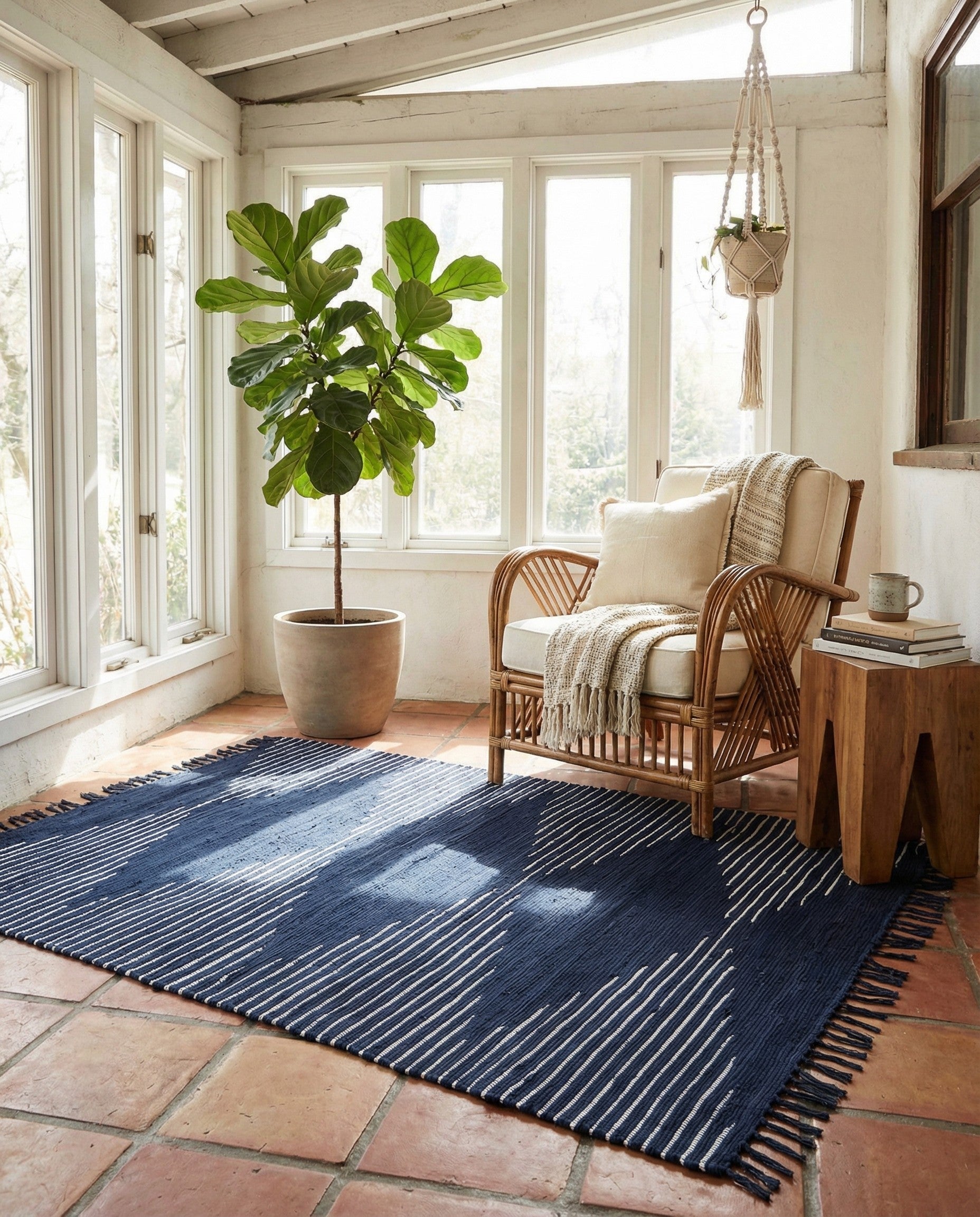 6' 1 x 9' Hand Woven Chindi Cotton Rug