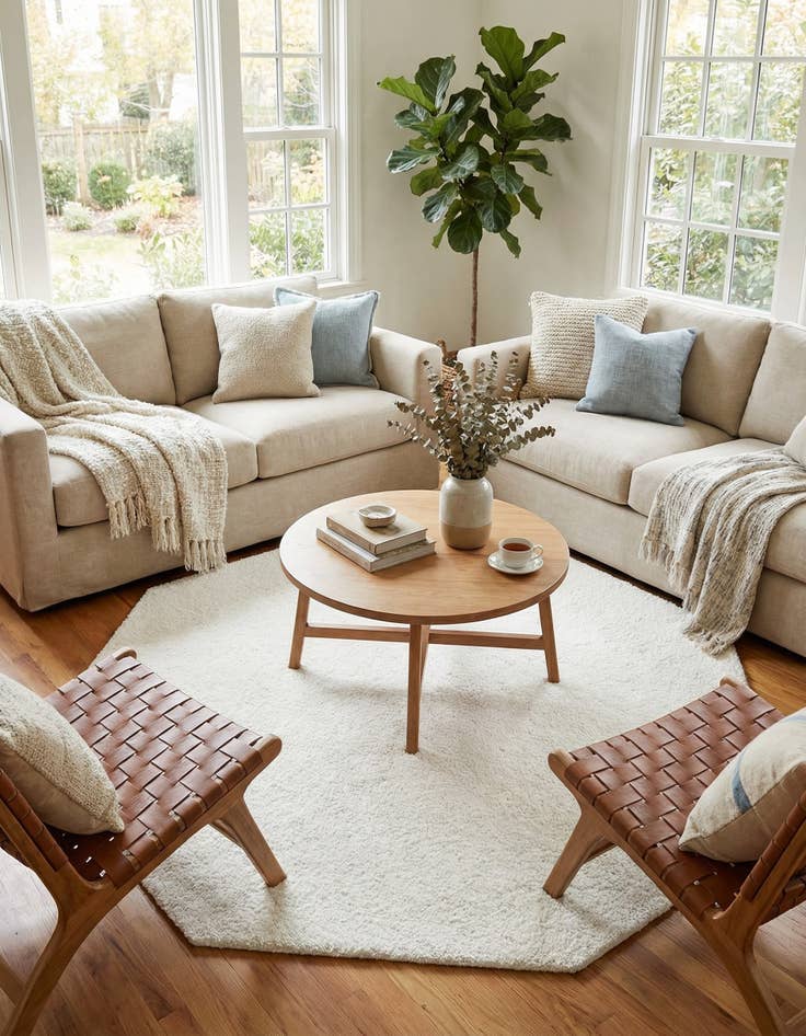 Detail image of 8' x 8' Solid Frieze Octagon Rug