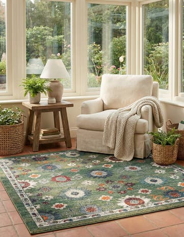 Fern Green Isabella Square Rug