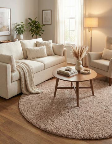 Mushroom Jill Zarin Shaggy Chic Round Rug