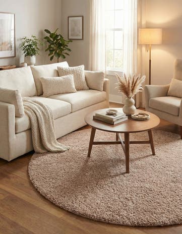 Mushroom Jill Zarin Shaggy Chic Round Rug