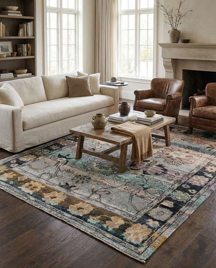 8' x 10' 2 Hand Knotted Oushak Wool Rug