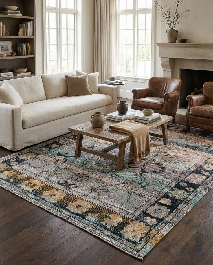 Detail image of 8' x 10' 2 Hand Knotted Oushak Wool Rug