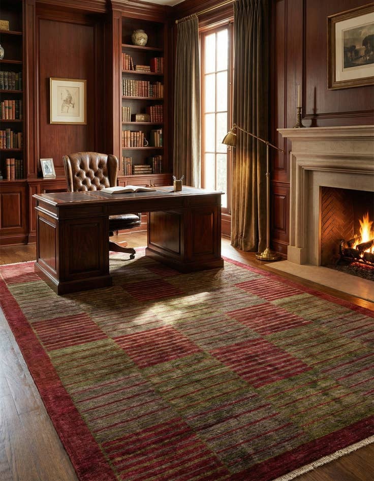 Detail image of 6' 8 x 9' 10  Hand Knotted Modern Ziegler Rug