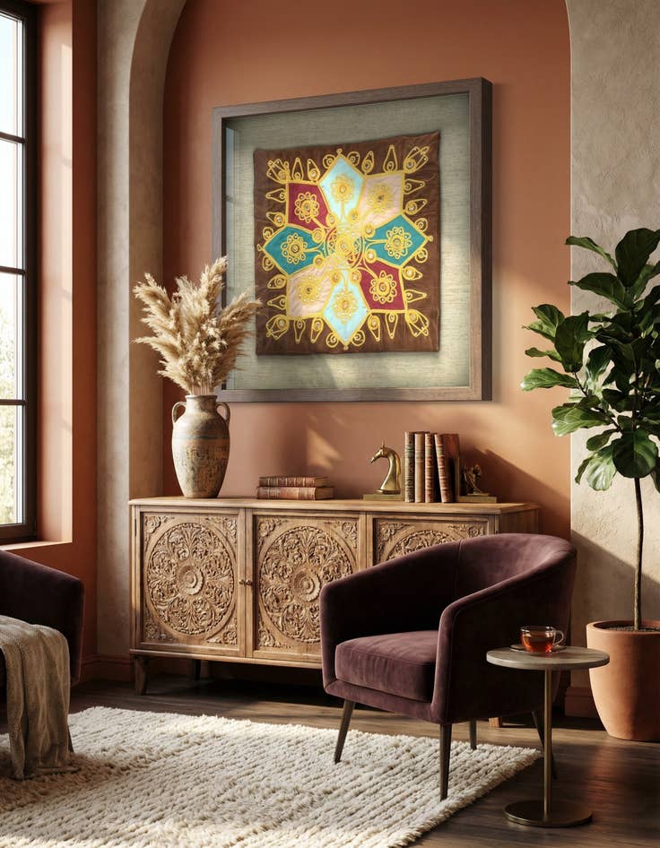 Detail image of 1' 5 x 1' 5 Textile Wall Art Square Rug