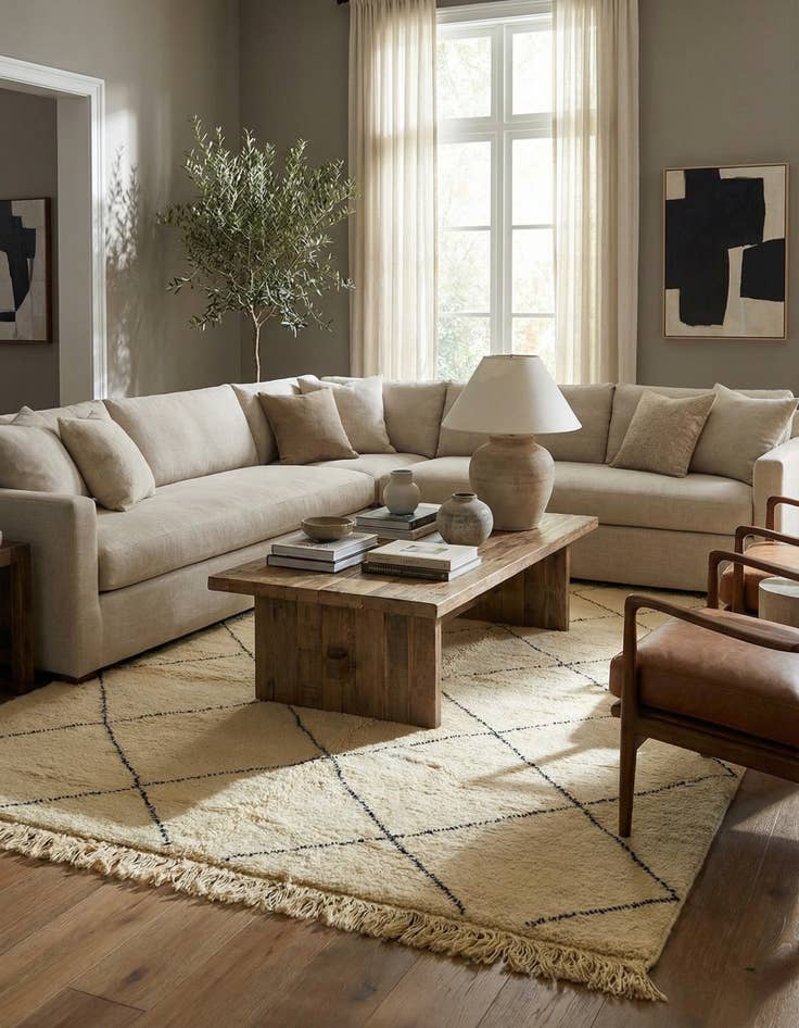 Detail image of 6' 7 x 9' 7  Hand Knotted Moroccan Wool Rug