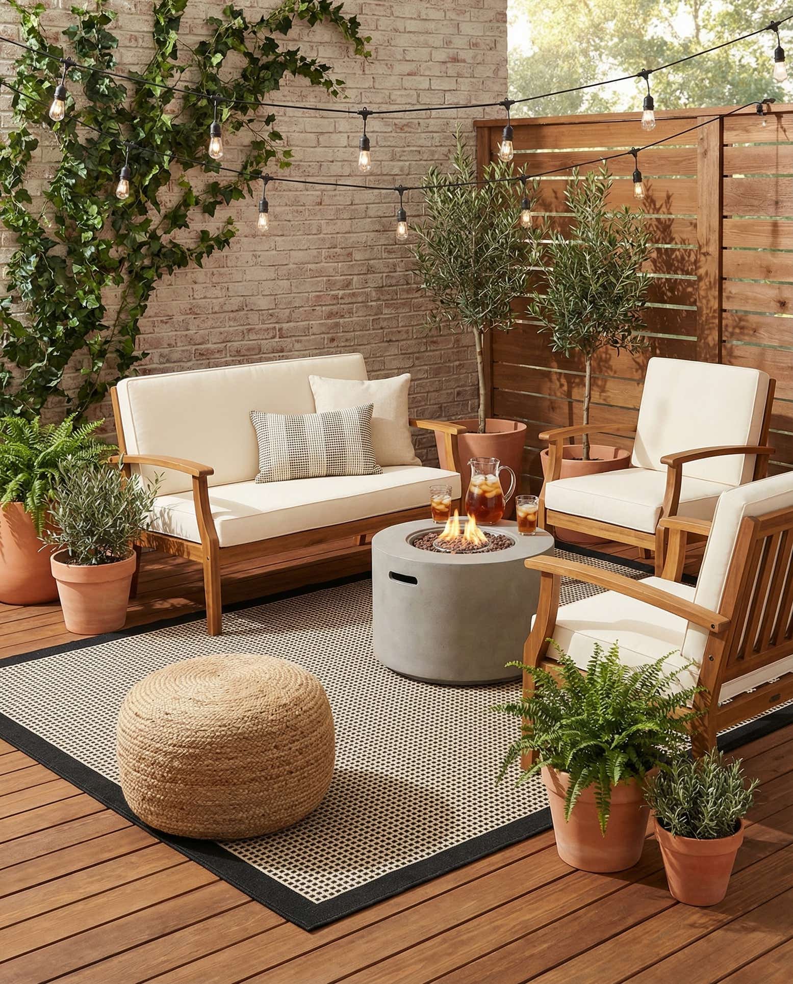 6' x 9' Easy-Clean Border Indoor / Outdoor Rug