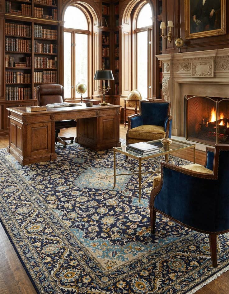 Detail image of 9' x 12' 6 Kashan Wool Rug