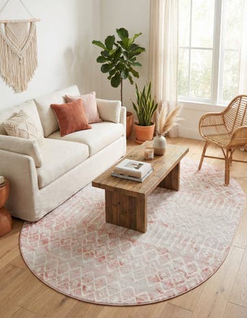 Dusty Rose Bohemian Trellis Oval Rug