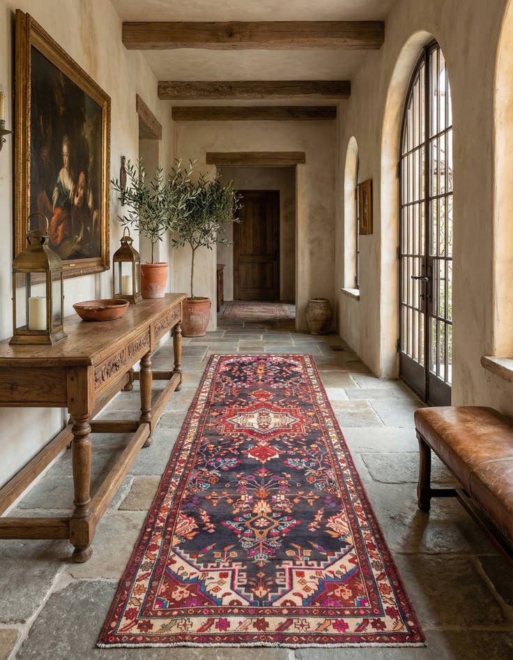 Detail image of 3' 7 x 11' 3 Hamedan Runner Rug