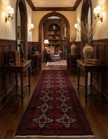 2' 9 x 9' 6 Hand Knotted Khal Mohammadi Wool Runner Rug