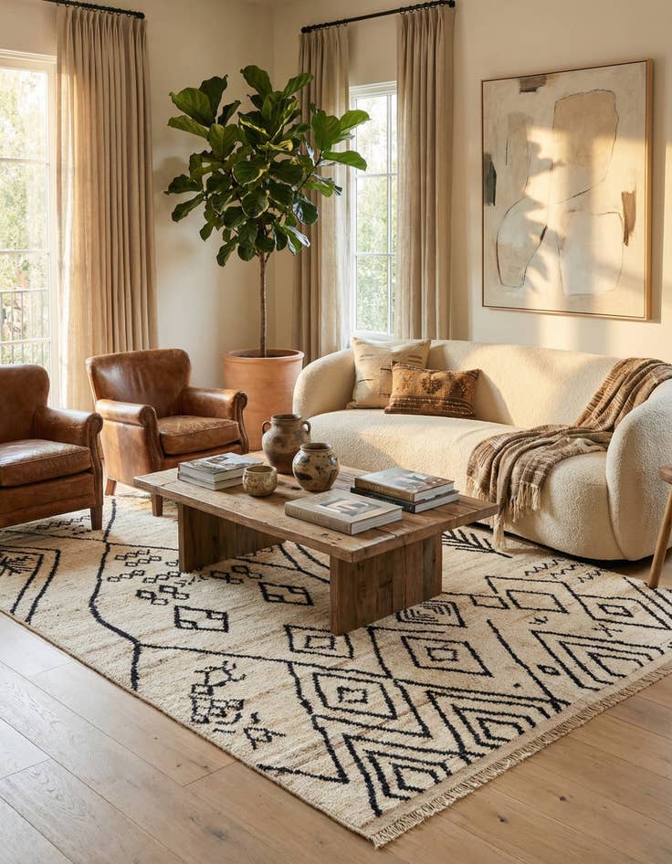 Detail image of 5' 7 x 7' 11 Hand Knotted Moroccan Wool Rug