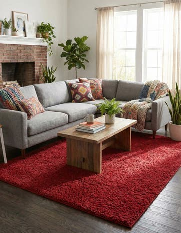 Cherry Red Everyday Shag Rug