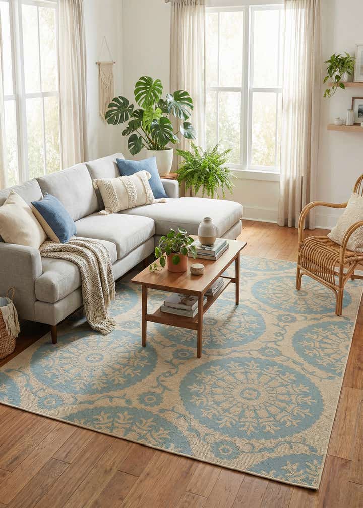 7' x 10' Easy-Clean Botanical Indoor / Outdoor Rug