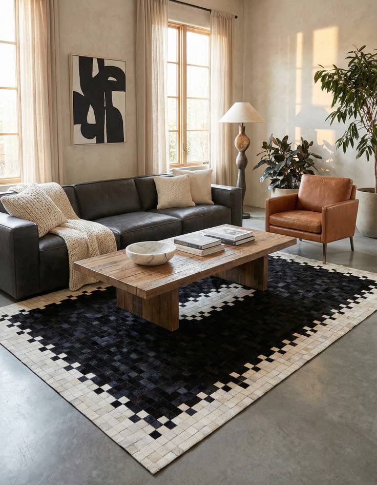 Detail image of  5' x 8' 2 Cowhide - Patchwork Rug