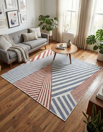 Blue Easy-Clean Jill Zarin Indoor / Outdoor Square Rug