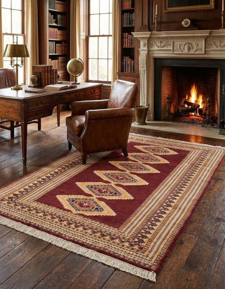 Detail image of 4' 3 x 6' 2  Hand Knotted Bokhara Wool Rug