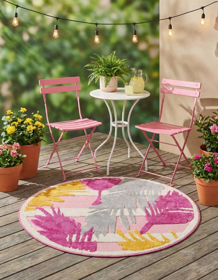Detail image of 3' 3 x 3' 3  Washable Aruba Indoor / Outdoor Round Rug
