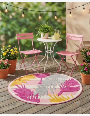 Pink Easy-Clean Aruba Indoor / Outdoor Round Rug