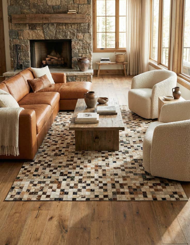 Detail image of  5' 2 x 8' 2 Cowhide - Patchwork Rug