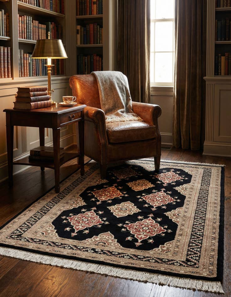 Detail image of  4' 3 x 6'  Hand Knotted Bokhara Oriental Rug