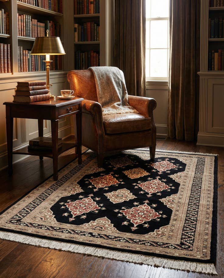 Detail image of 4' 3 x 6' Hand Knotted Bokhara Oriental Rug