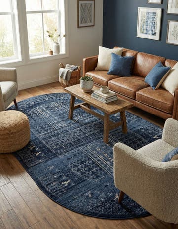 Blue Kennedy Oval Rug