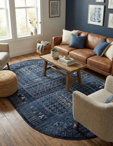 Blue Kennedy Oval Rug