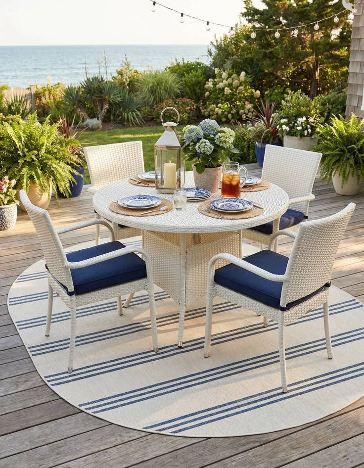 Detail image of 7' 10 x 10'  Washable Jill Zarin Anguilla Indoor / Outdoor Oval Rug