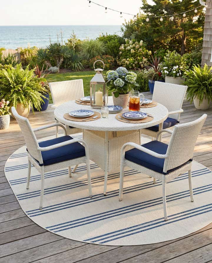 7' 10 x 10' Easy-Clean Jill Zarin Anguilla Indoor / Outdoor Oval Rug