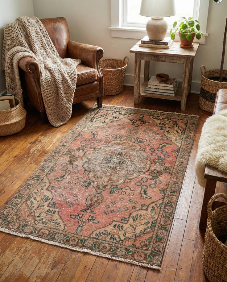 Detail image of 3' x 4' 9 Hand Knotted Ultra Vintage Persian Wool Rug