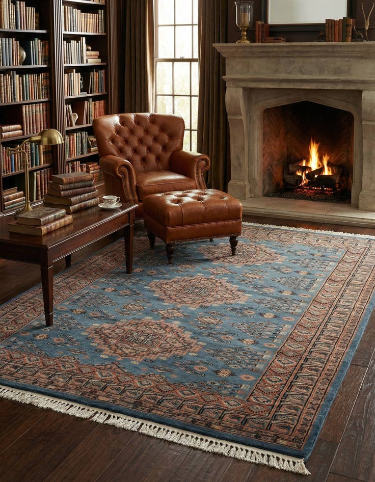 Detail image of 4' 2 x 6' 1  Hand Knotted Bokhara Oriental Wool Rug