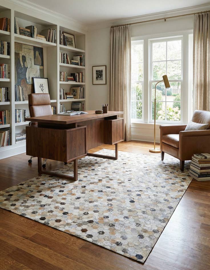 Detail image of 5' 3 x 7' 9 Cowhide Stocks Rug