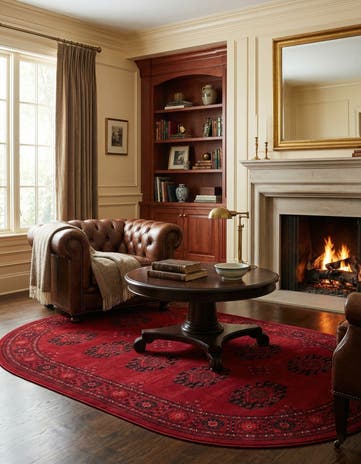 Red Bokhara Oval Rug