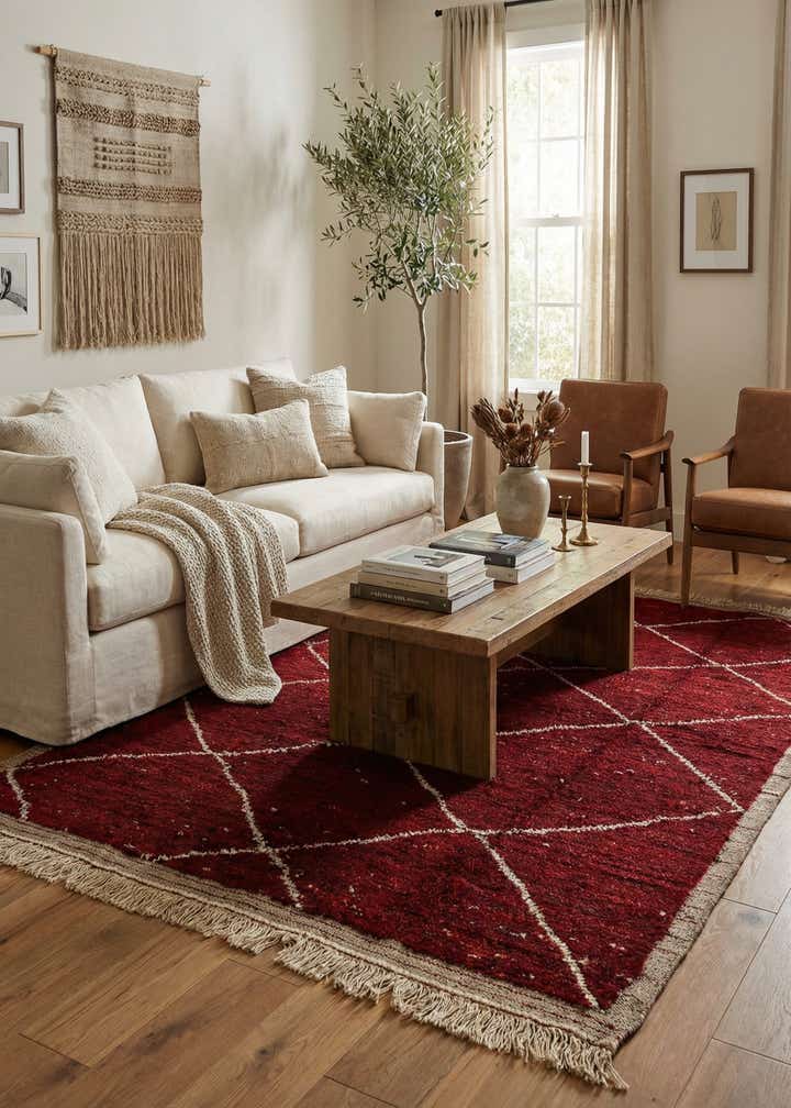 5' 2 x 8' 8 Hand Knotted Moroccan Wool Rug