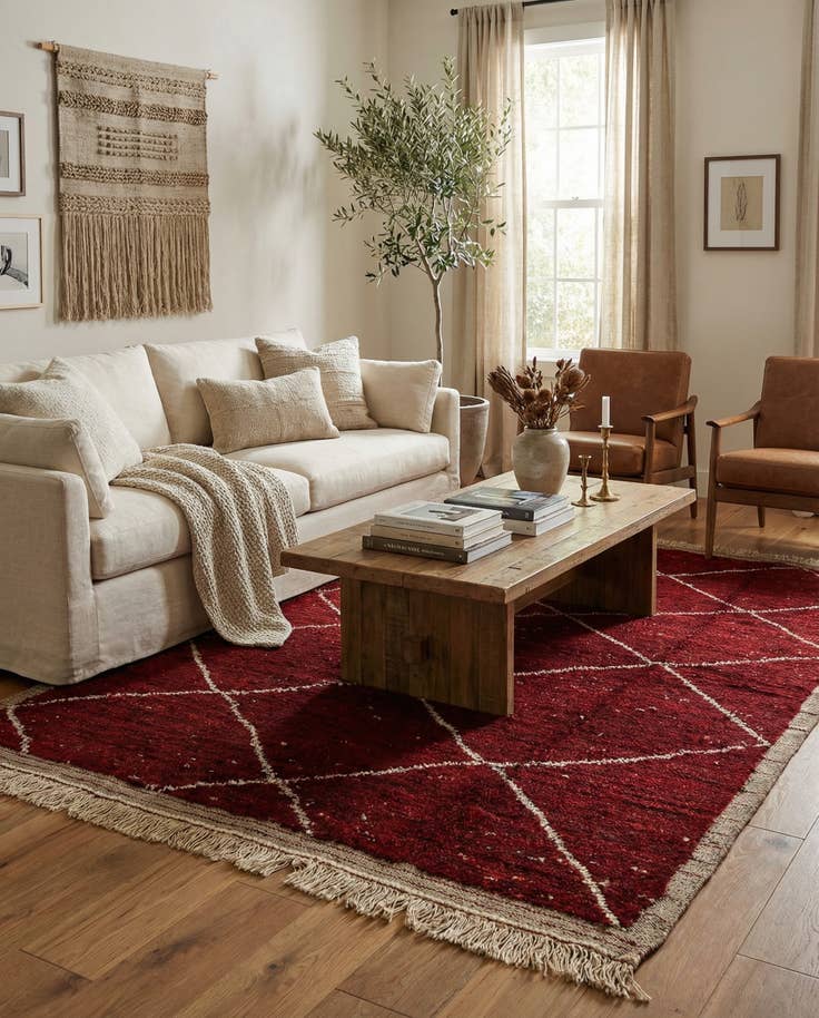 Detail image of 5' 2 x 8' 8 Hand Knotted Moroccan Wool Rug