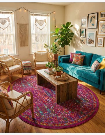 Pink Calypso Oval Rug