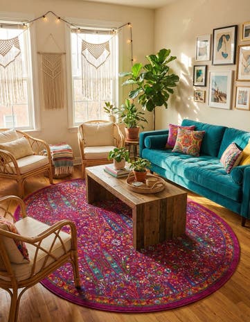 Pink Calypso Oval Rug