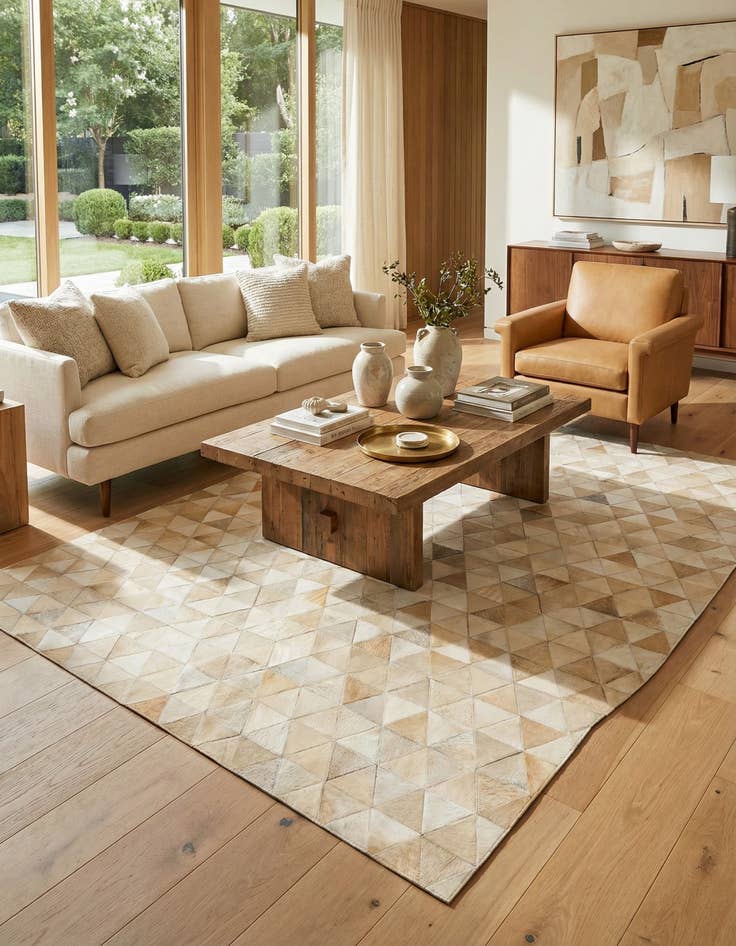 Detail image of 5' 1 x 8' 1 Cowhide Stocks Rug