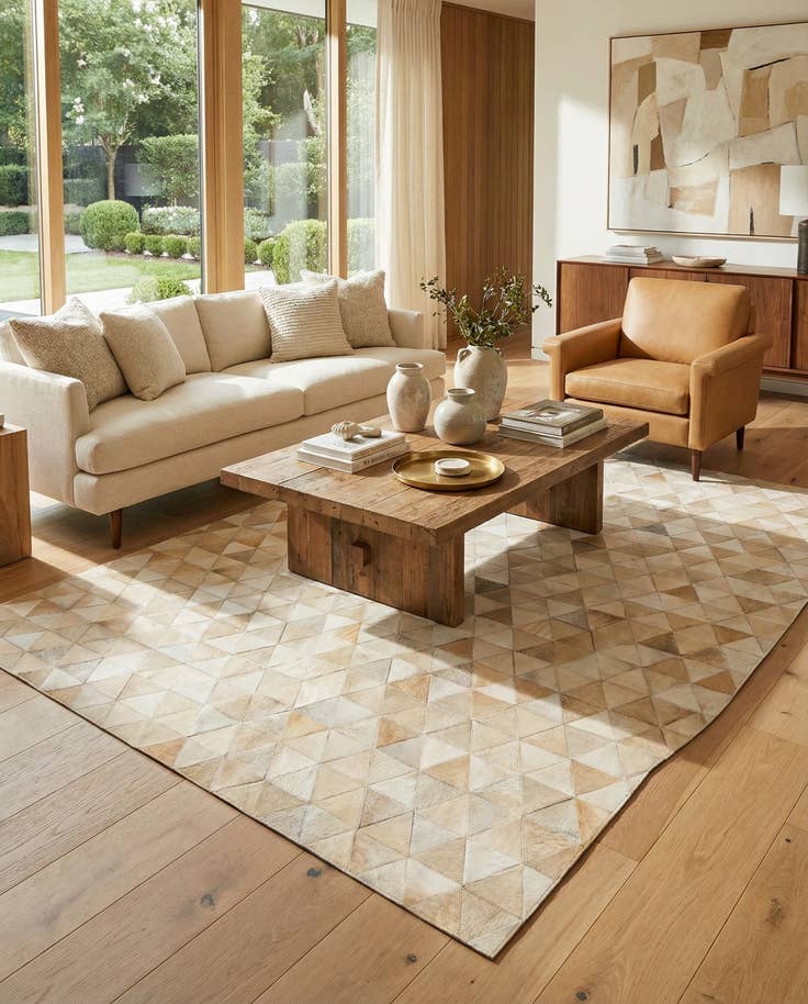 Detail image of 5' 1 x 8' 1 Cowhide Stocks Rug